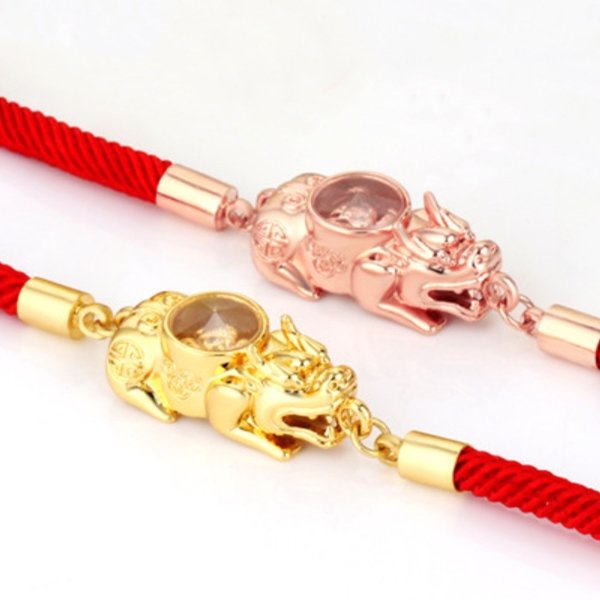 Gold Pixiu Lucky Rotatable Windmill Rope Bracelet