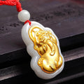 Gold Pixiu Natural White Jade Lucky Pendant