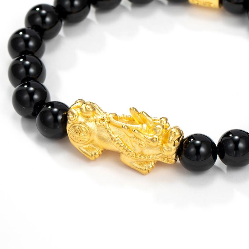Gold Pixiu Obsidian Beads Feng Shui Wealth Bracelet 2021 New Edition