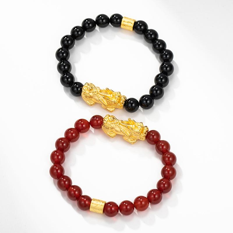 Gold Pixiu Obsidian Beads Feng Shui Wealth Bracelet 2021 New Edition