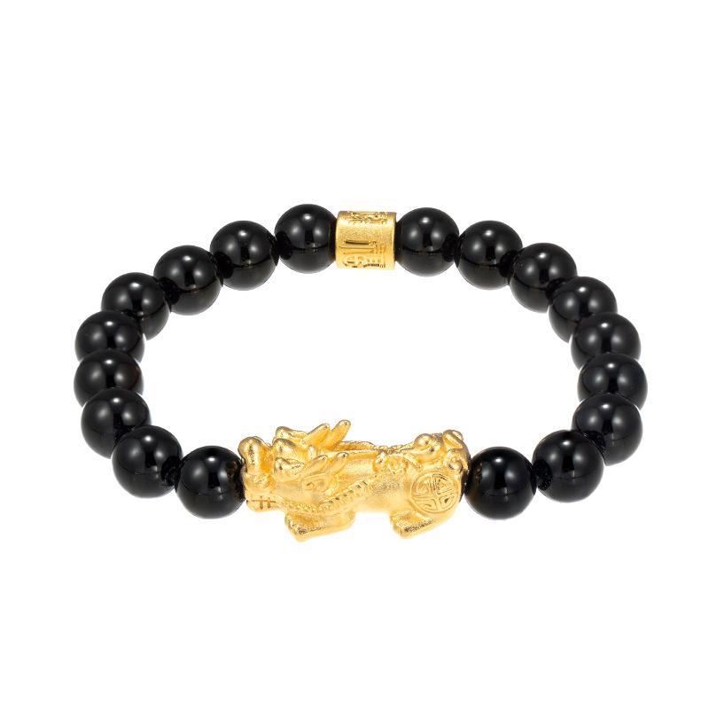 Gold Pixiu Obsidian Beads Feng Shui Wealth Bracelet 2021 New Edition