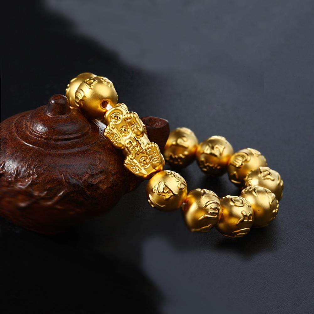 Golden Pixiu Wealth Mantra Bracelet