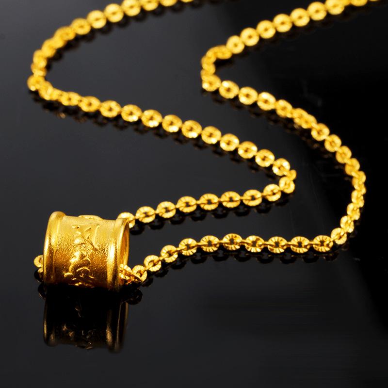 Gold Six True Words Mantra Lucky Pendant Necklace