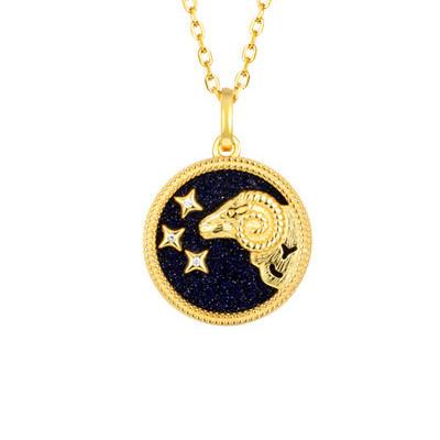 Gold Zodiac Sign 12 Constellation Lucky Amulet Pendants Necklace