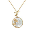 Golden Auspicious Ginkgo Leaf Pearl Charm Pendant Set