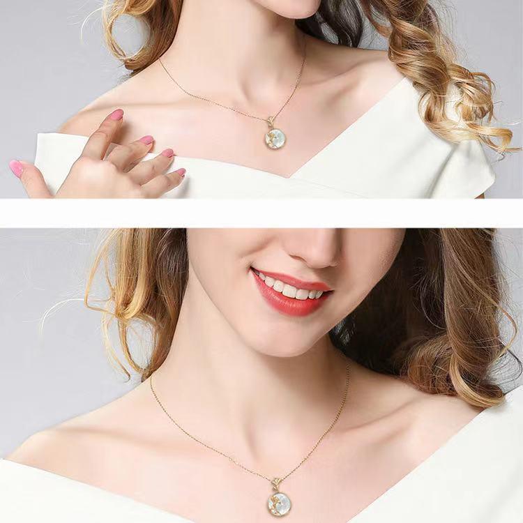 Golden Auspicious Ginkgo Leaf Pearl Charm Pendant Set