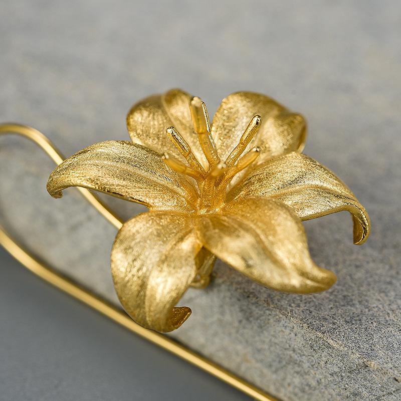 Golden Lily Charm Earrings