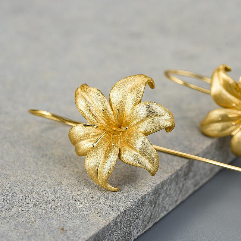 Golden Lily Charm Earrings