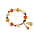 Golden Silk Jade Calabash Pumpkin Bracelet