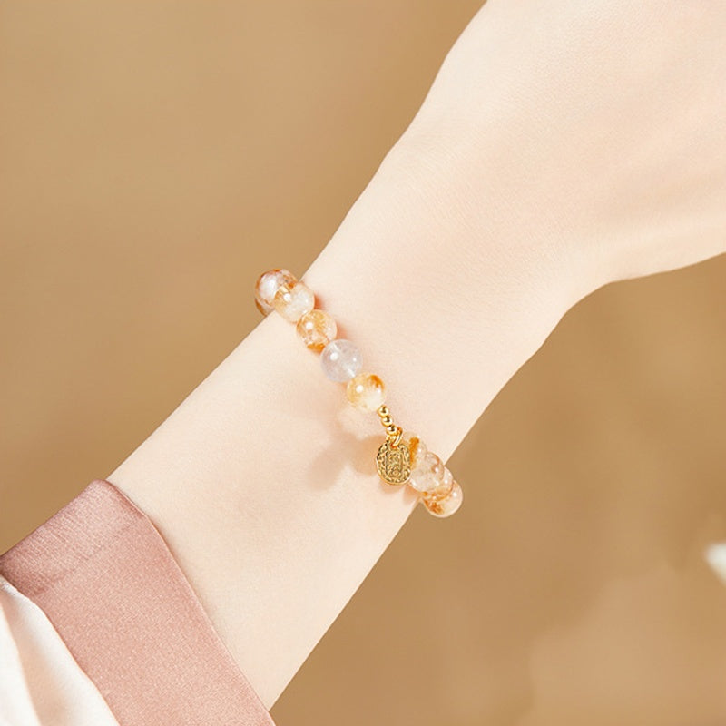 Yellow Quartz Blessing Plaque Bracelet-Golden Warmth