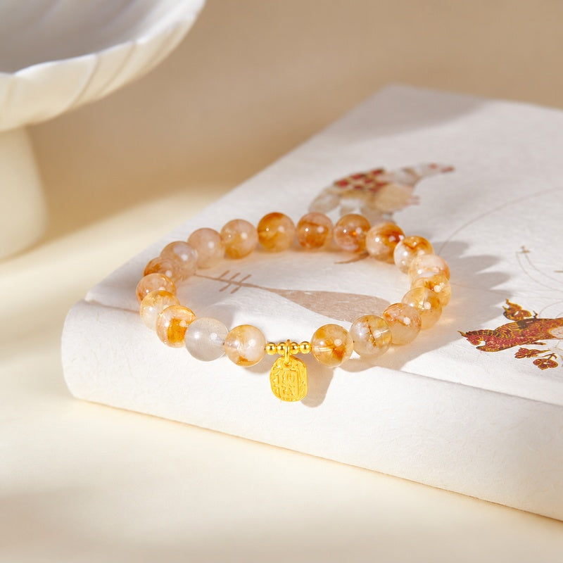Yellow Quartz Blessing Plaque Bracelet-Golden Warmth