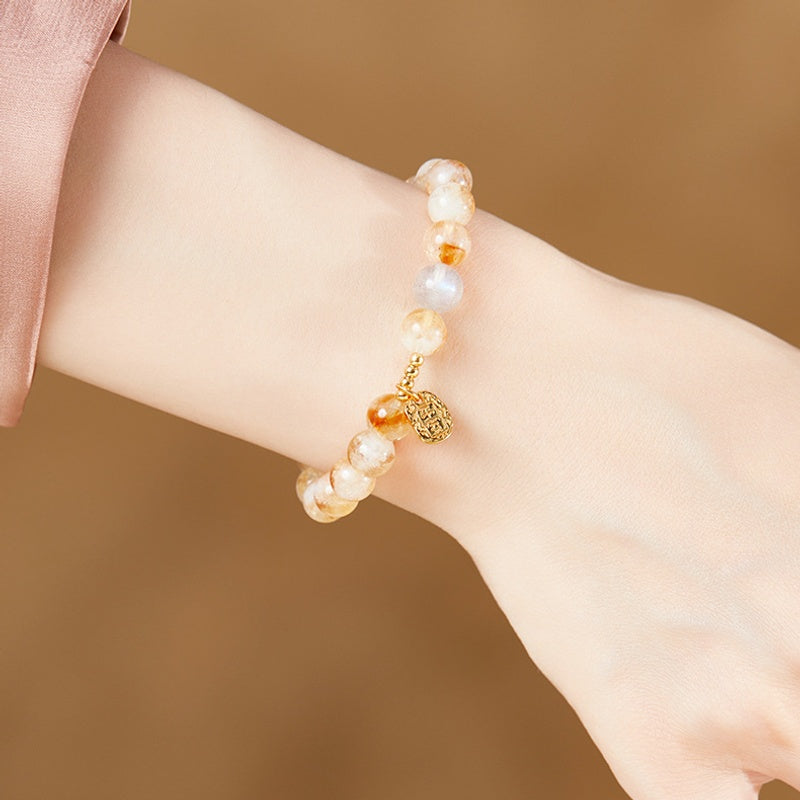 Yellow Quartz Blessing Plaque Bracelet-Golden Warmth