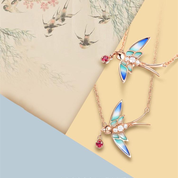 Good Luck Swallow Red Rhinestone Bracelet