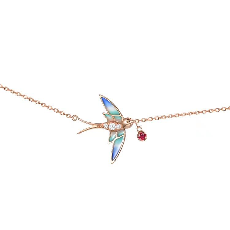 Good Luck Swallow Red Rhinestone Bracelet