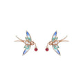 Good Luck Swallow Red Rhinestone Earring