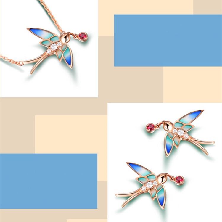 Good Luck Swallow Red Rhinestone Earring