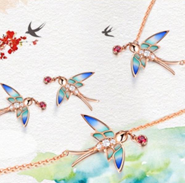 Good Luck Swallow Red Rhinestone Earring