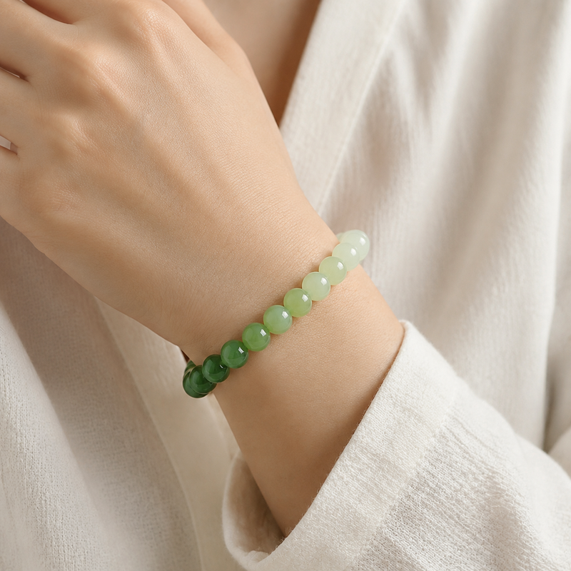 Quiet Balance-Gradient Nephrite Jade Bracelet