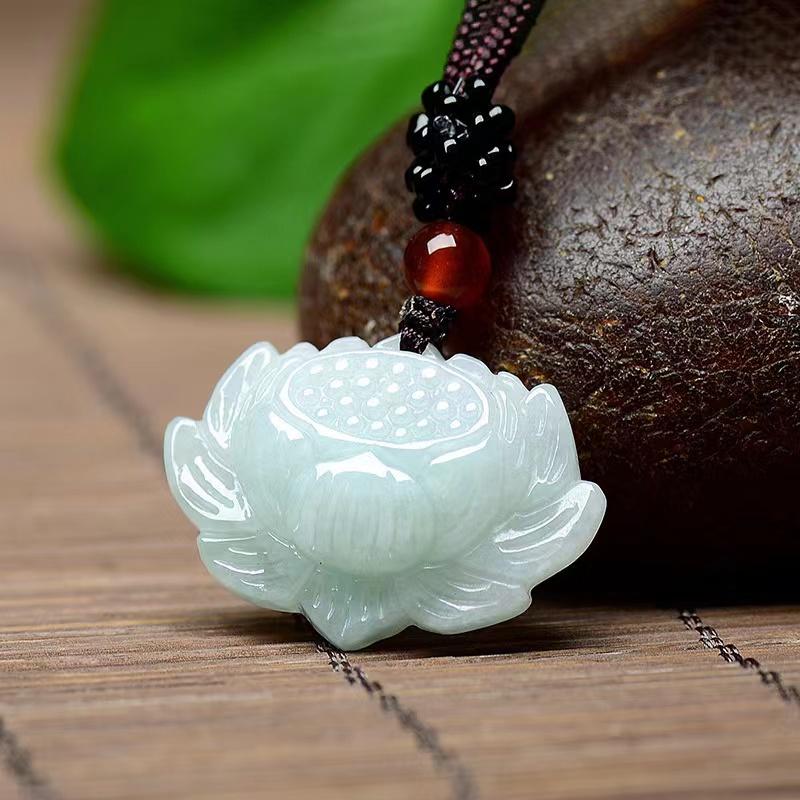 Grade A Natural Jade Pendant-Lotius Flower