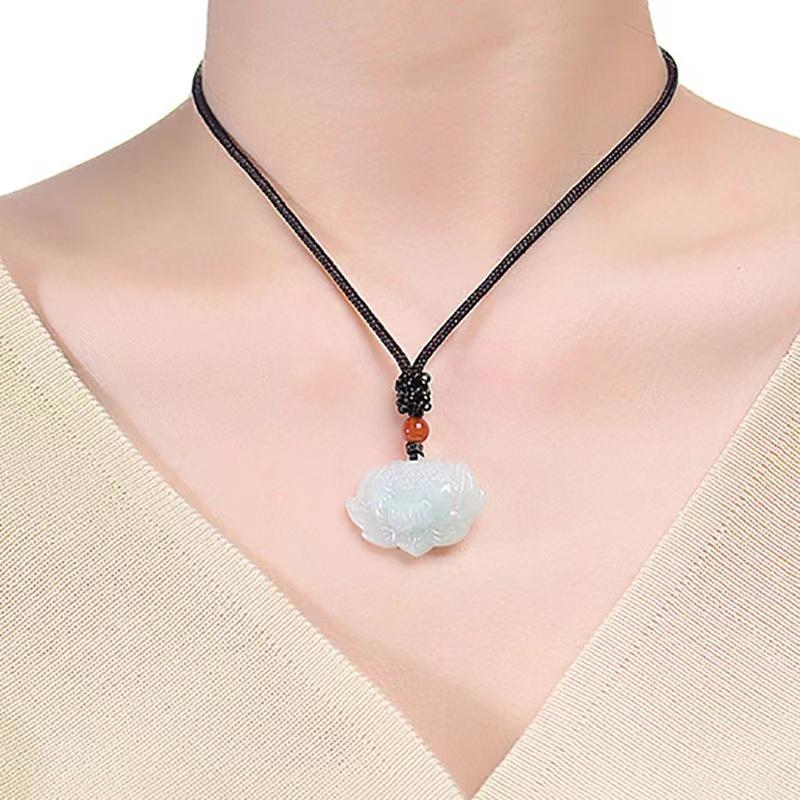 Grade A Natural Jade Pendant-Lotius Flower