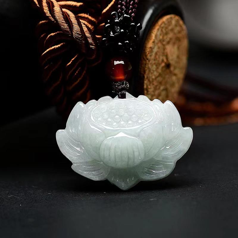 Grade A Natural Jade Pendant-Lotius Flower