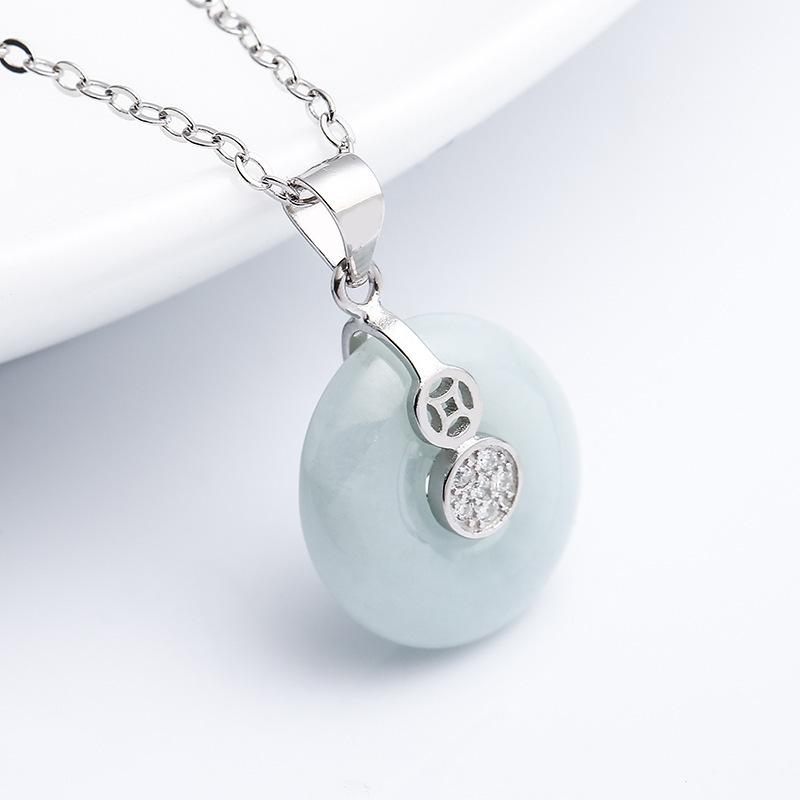 Grand A Natural White Jade Healing Pendant Necklace