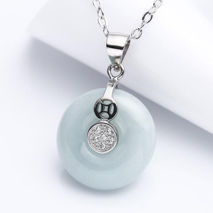 Grand A Natural White Jade Healing Pendant Necklace