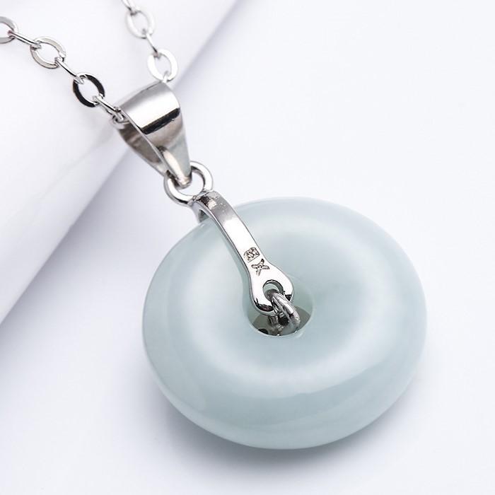 Grand A Natural White Jade Healing Pendant Necklace