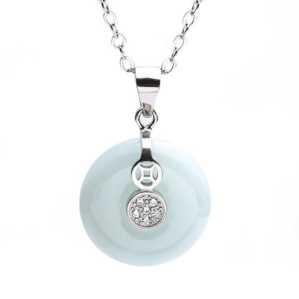 Grand A Natural White Jade Healing Pendant Necklace