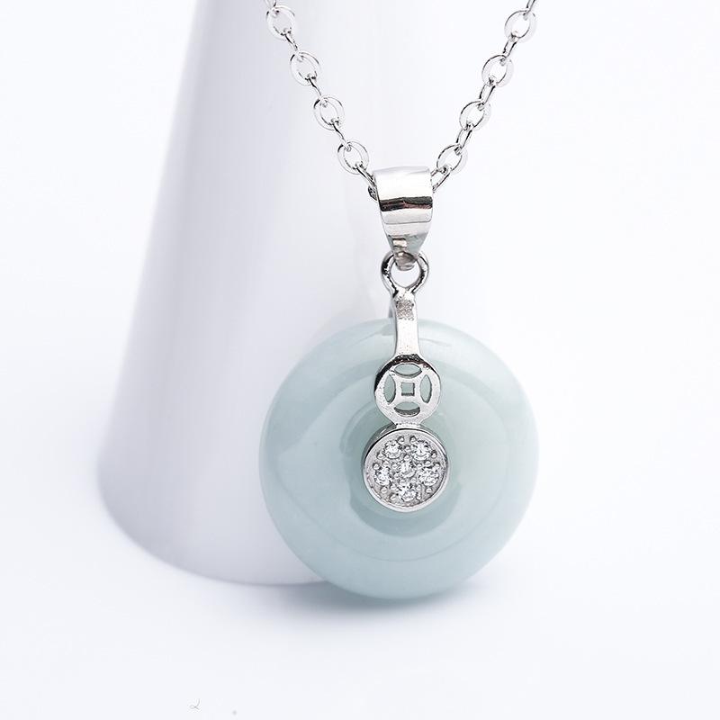 Grand A Natural White Jade Healing Pendant Necklace