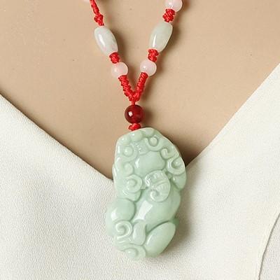 Grand A Natural White Jade Pixiu Wealth Pendant