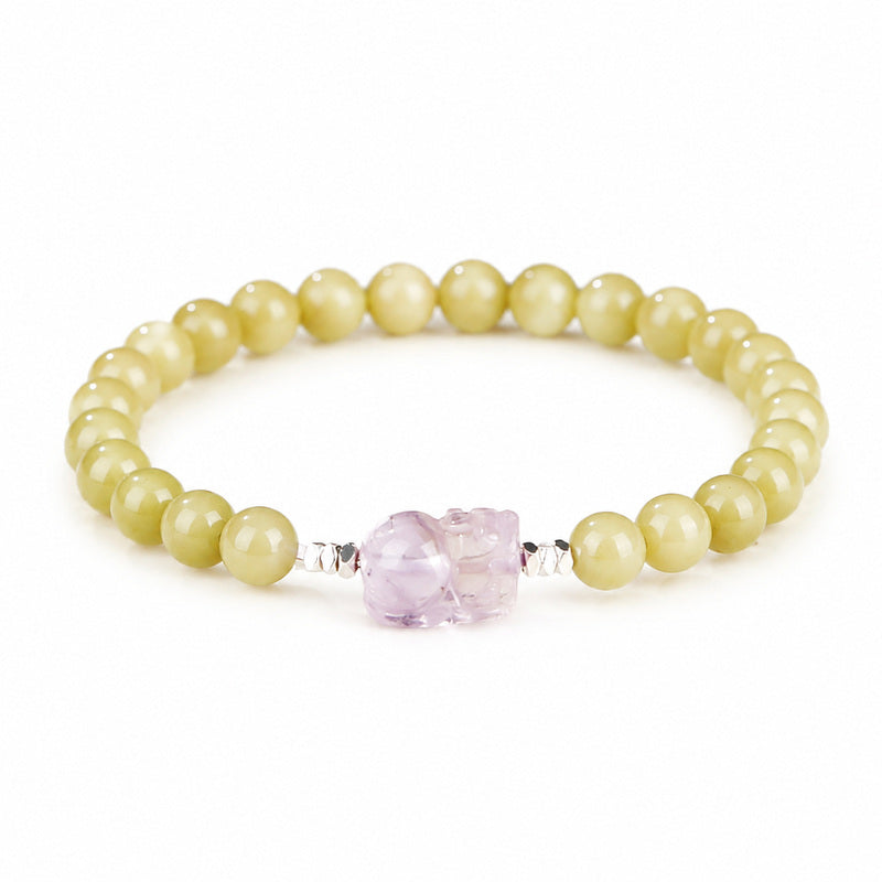Amethyst Pixiu Green Agate Bracelet-Fortune with Intention