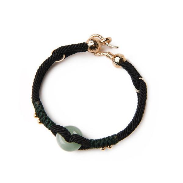 Green Jade 14k Gold Knot Lucky Rope Wealth Bracelet