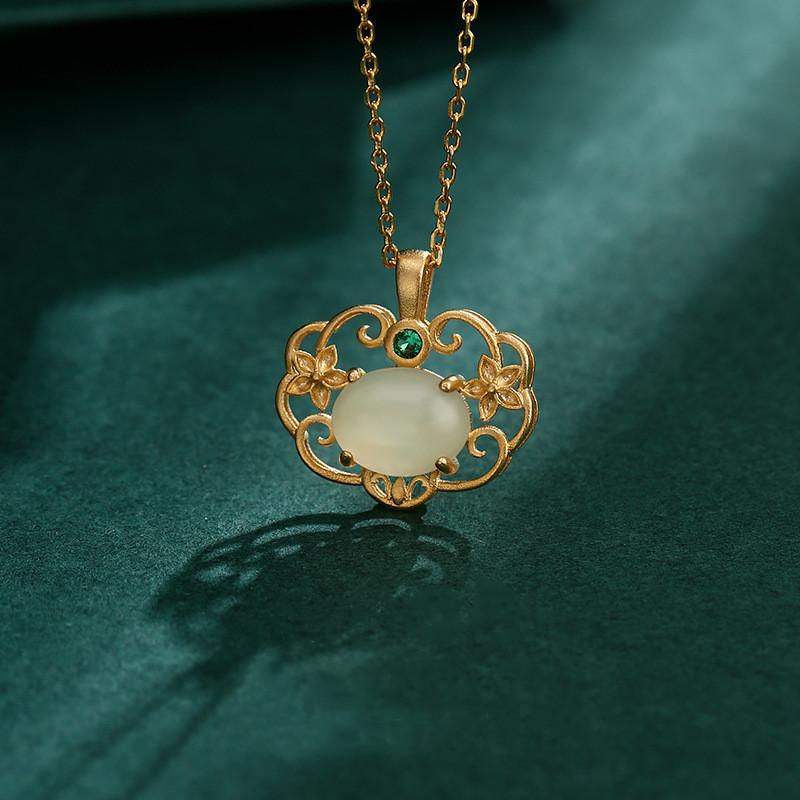 Green Jade 925 Silver Fengshui Necklace