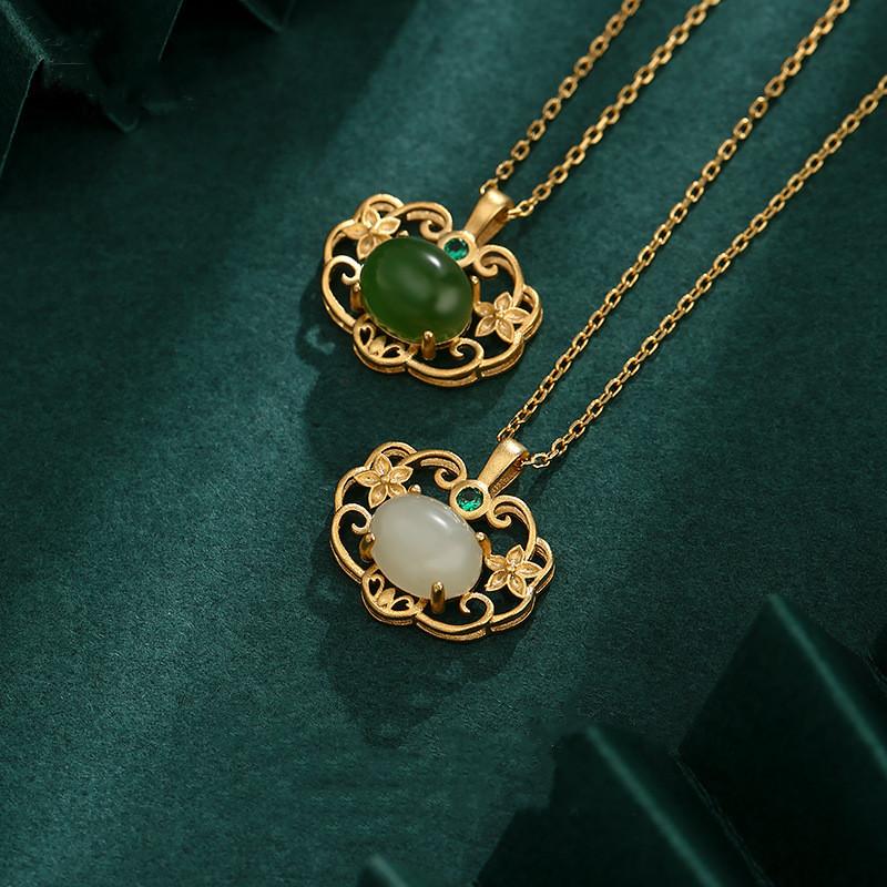 Green Jade 925 Silver Fengshui Necklace