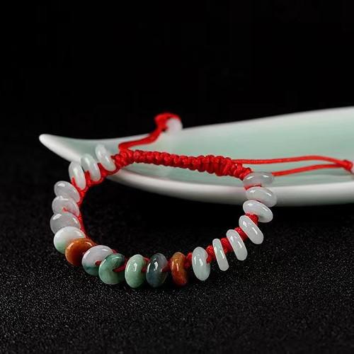 Green Jade Coin Lucky Bracelet-Red String