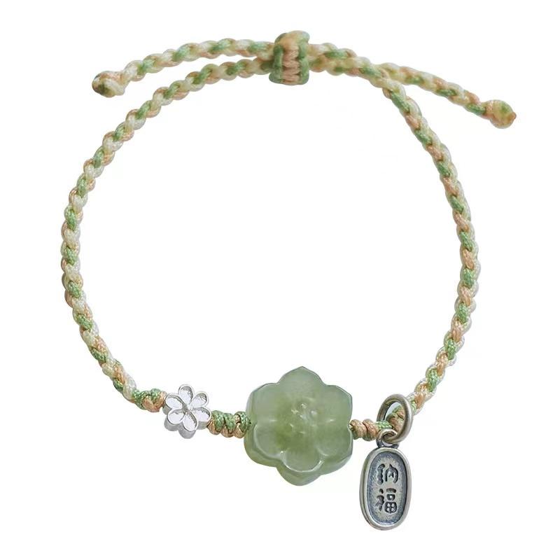 New Beginnings-Green Jade Lotus String Bracelet