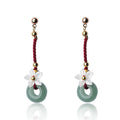 Green Jade Red String Lucky Earring