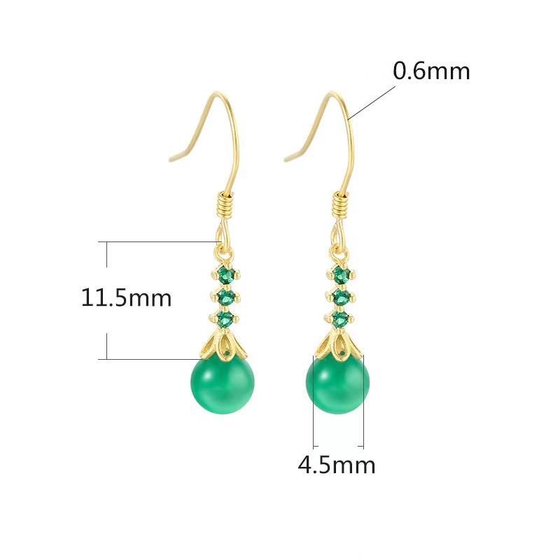 Green Jade Zirconia Crystal Dangle Earrings