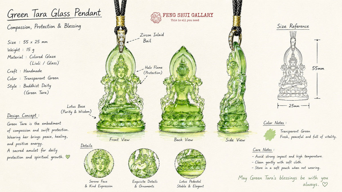 Green Tara Glaze Pendant – Protection. Compassion & Positive Energy
