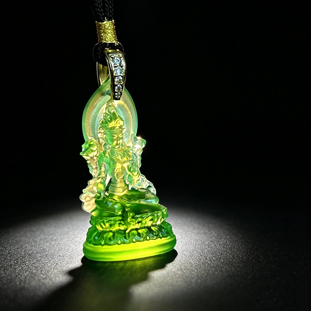 Green Tara Glaze Pendant ¨C Protection. Compassion & Positive Energy