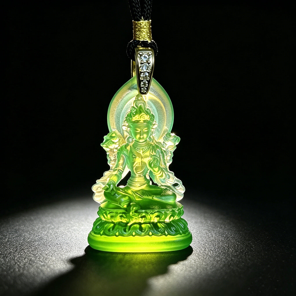 Green Tara Glaze Pendant ¨C Protection. Compassion & Positive Energy