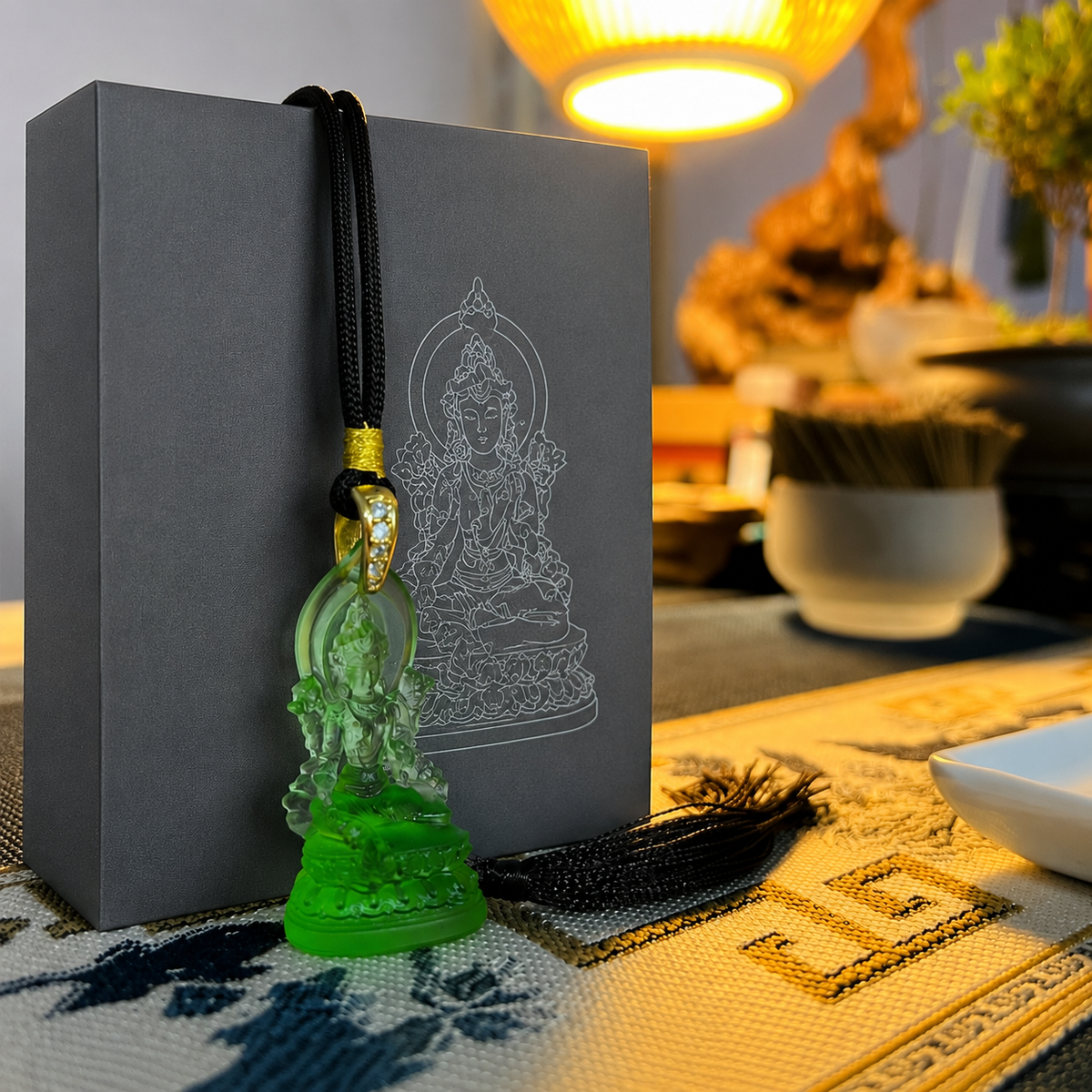Green Tara Glaze Pendant ¨C Protection. Compassion & Positive Energy