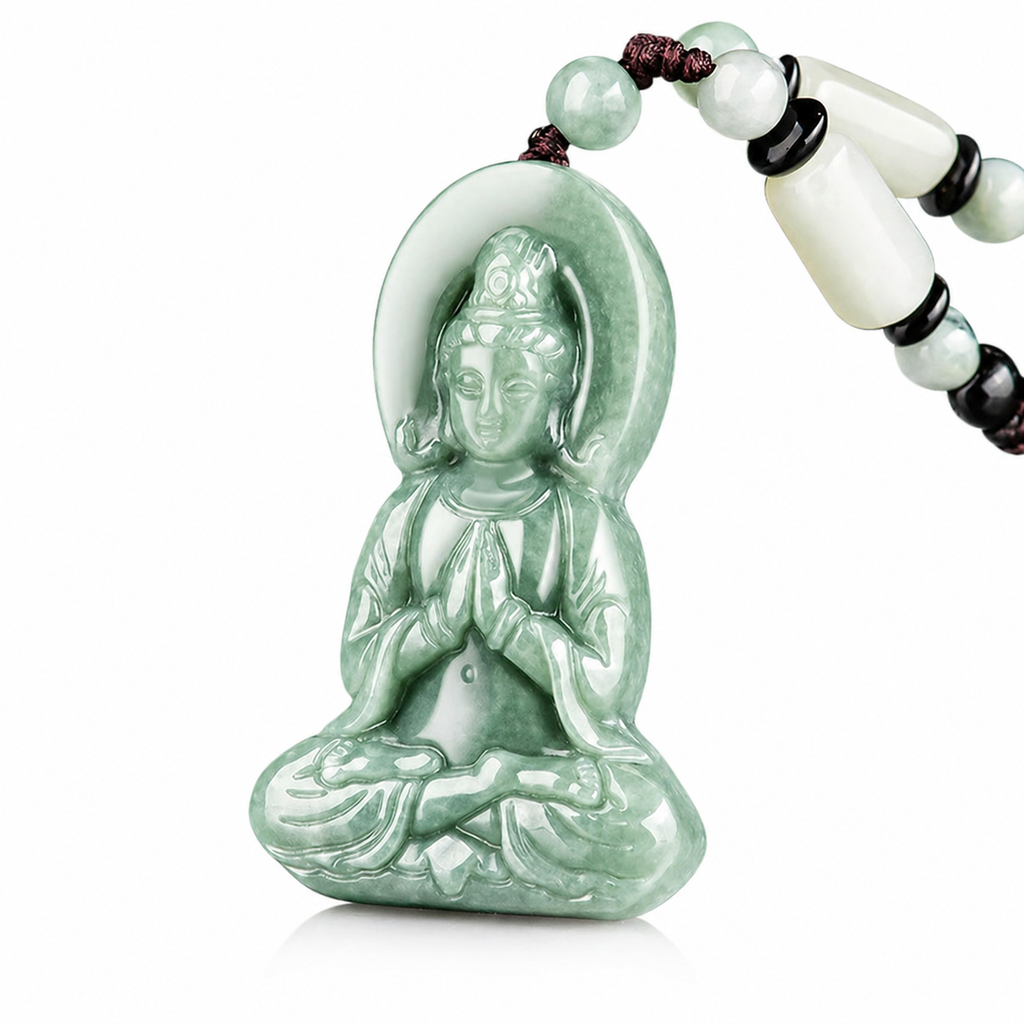 Natural Jade Serenity Guardian Guanyin Pendant ¨C Peace. Protection & Inner Balance