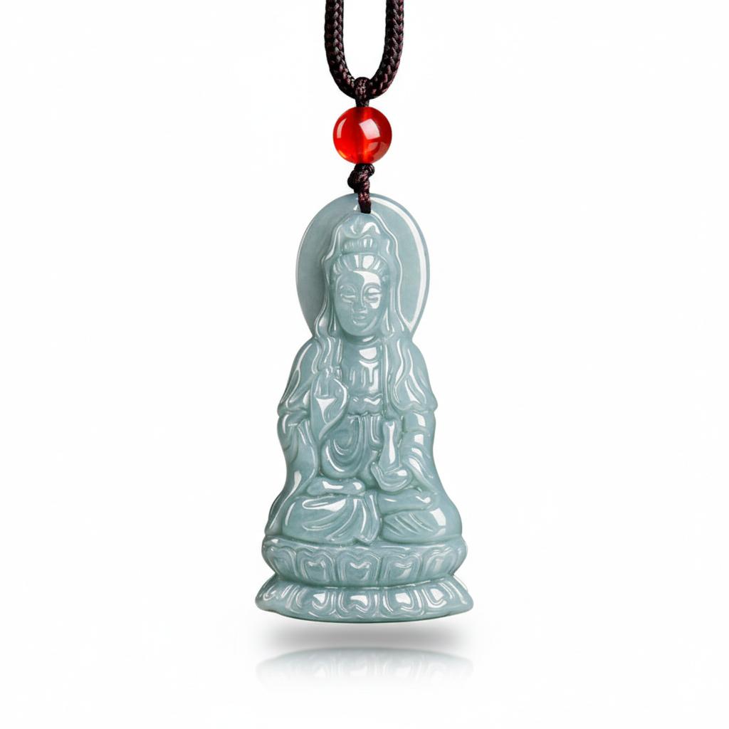 Serene Acceptance Jade Guanyin Pendant Necklace