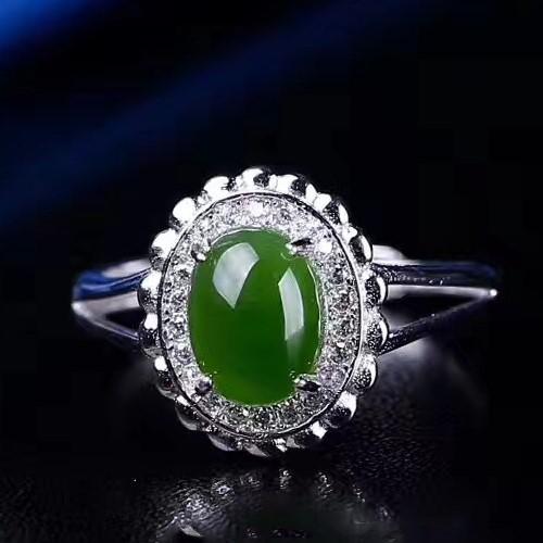 Hetian Green Jade Lucky Ring