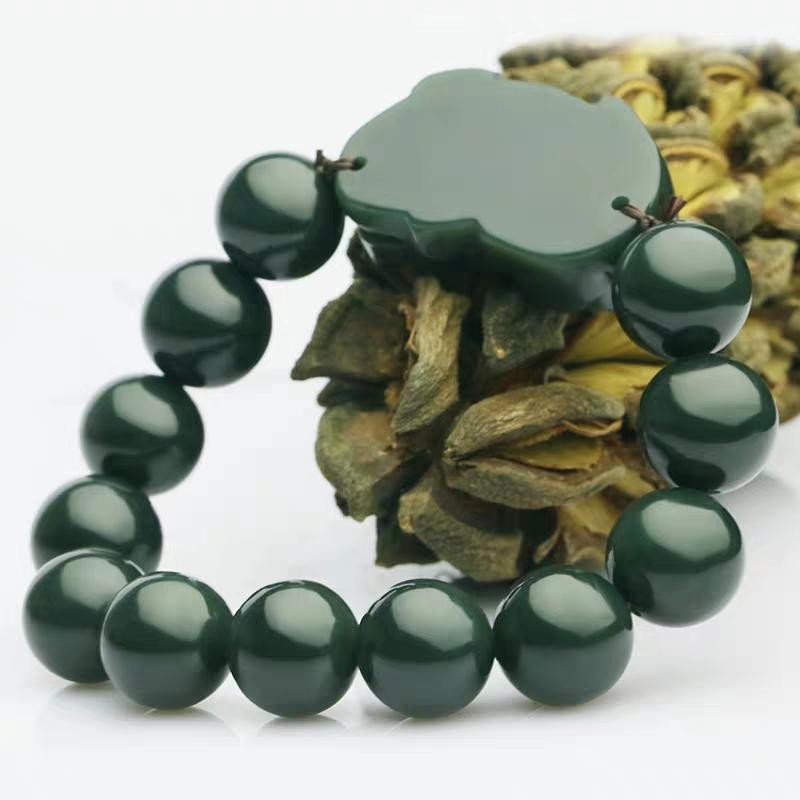 Hetian Green Jade Pixiu Fortune Bracelet
