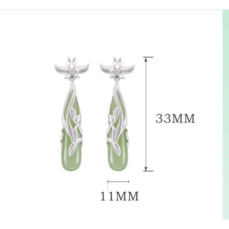 Hetian Jade Magnolia Drop Earrings-Quiet Grace