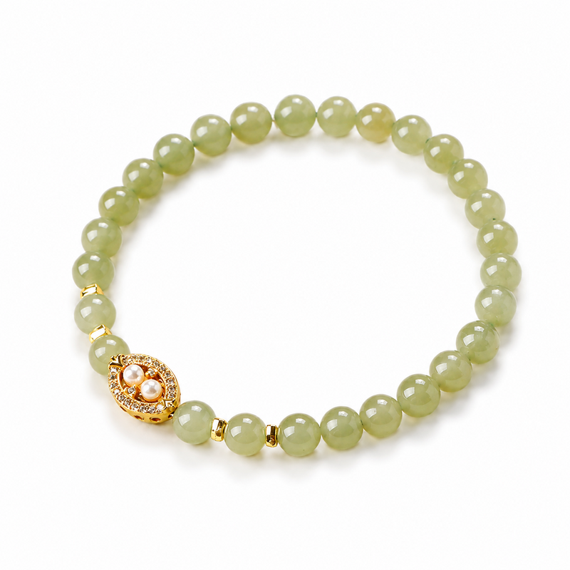 Hetian Jade Pearl Cluster Bracelet-Refined Balance