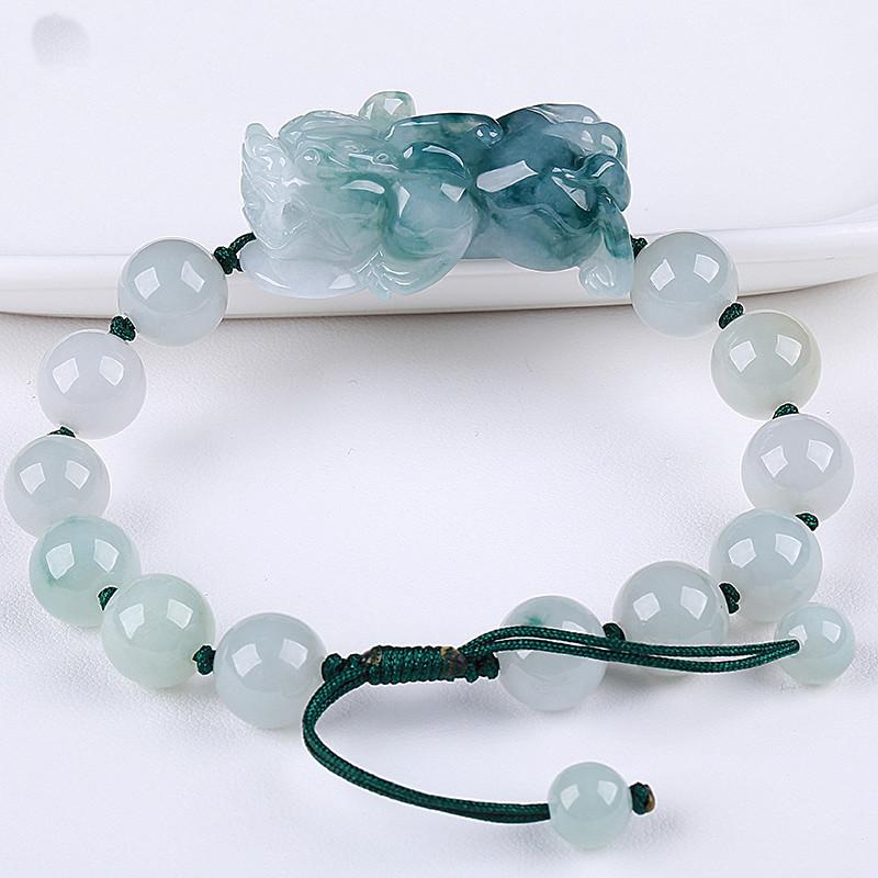 Hetian(Hotan)  Green Jade Pixiu Wealth Bracelet